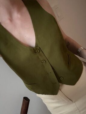 Olive Green linen Vest